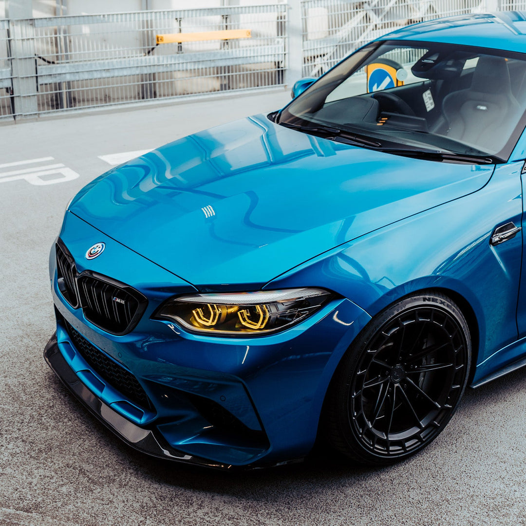 MHC+ BMW M2 Competition S55 GT Style Front Splitter In Gloss Pre Preg Carbon Fibre (F87C)