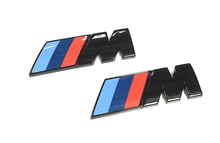 BMW Genuine M Performance Gloss Black ///M-Logo Set For Left and Right Front Fenders - 51 14 5 A4B 372