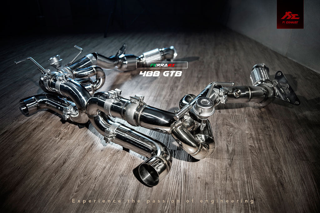 Fi-Exhaust - FERRARI 488 GTB 3.9L - Valvetronic Muffler + Standard Remote Control System Module Stainless Steel - FR-488-CBV