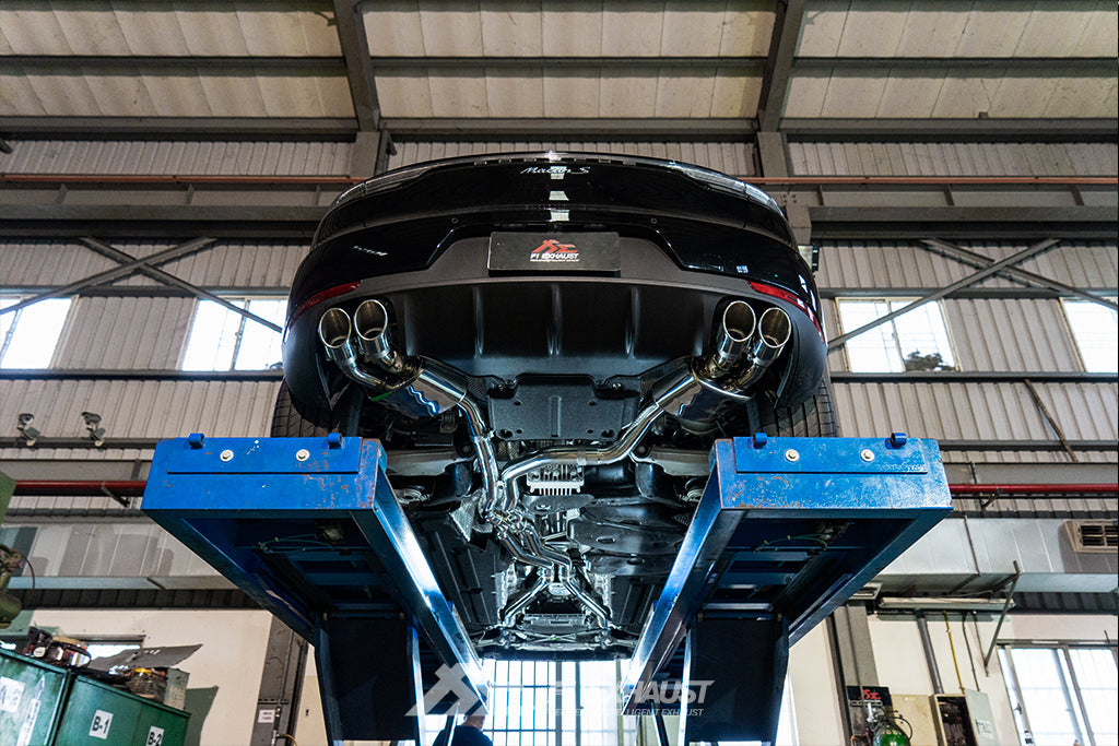 Fi-Exhaust - PORSCHE MACAN 95B FACELIFT 3.0T - Front pipe + mid x pipe+ valvetronic + quad silver tips + OBD2/mobile remoe control system module Stainless Steel - PH-MACS2-CBE