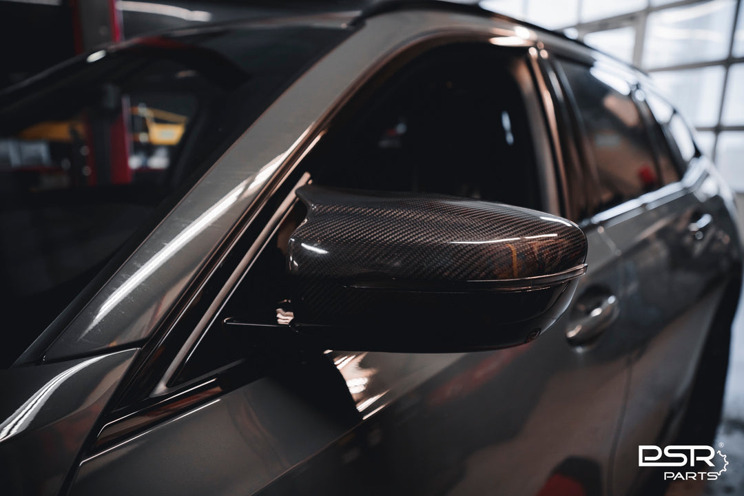 BMW (2018+, G20, G21, G22, G23, G26, G30, G31, G32, G15, G16 - G-Series) DRY Pre-Preg High-Wing M-Style Carbon Fibre Wing Mirror Caps Covers