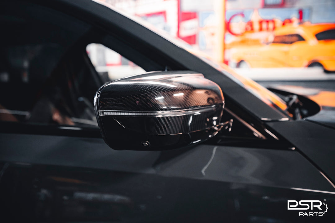 BMW (2018+, G20, G21, G22, G23, G26, G30, G31, G32, G15, G16 - G-Series) DRY Pre-Preg High-Wing M-Style Carbon Fibre Wing Mirror Caps Covers
