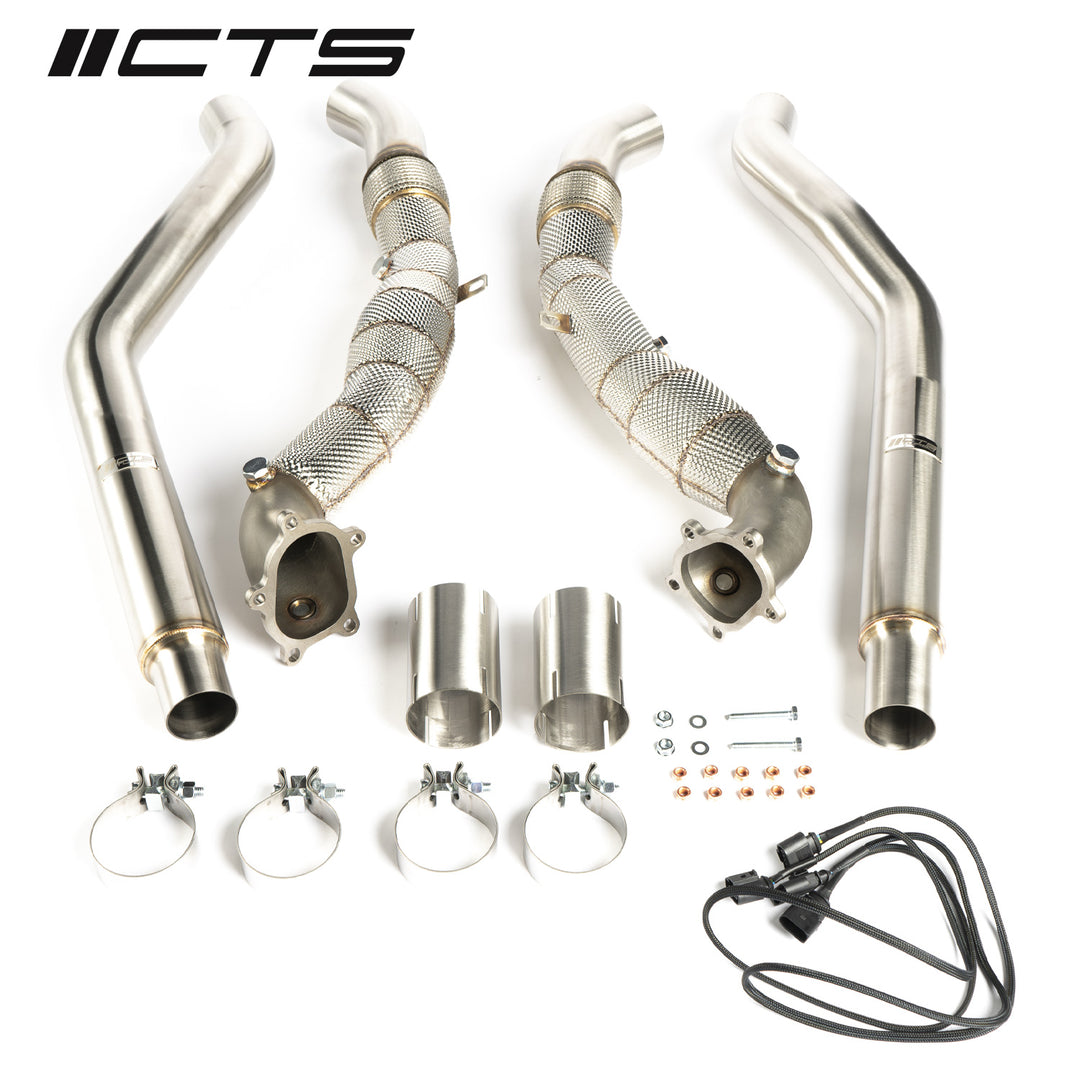 CTS Turbo - Audi C7/C7.5 S6/S7/RS7 4.0T Cast Downpipe Set with High Flow Cats - CTS-EXH-DP-0026-CAT