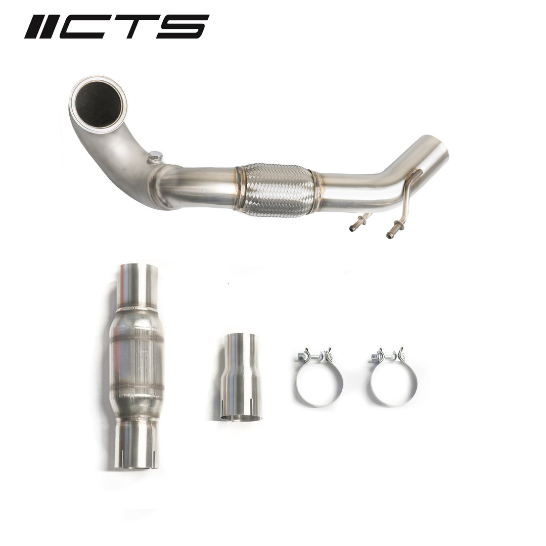 CTS Turbo - MQB FWD Exhaust Downpipe with HIGH FLOW CAT (MK7/MK7.5 Golf, GTI, GLI, A3 FWD) - CTS-EXH-DP-0014-CAT
