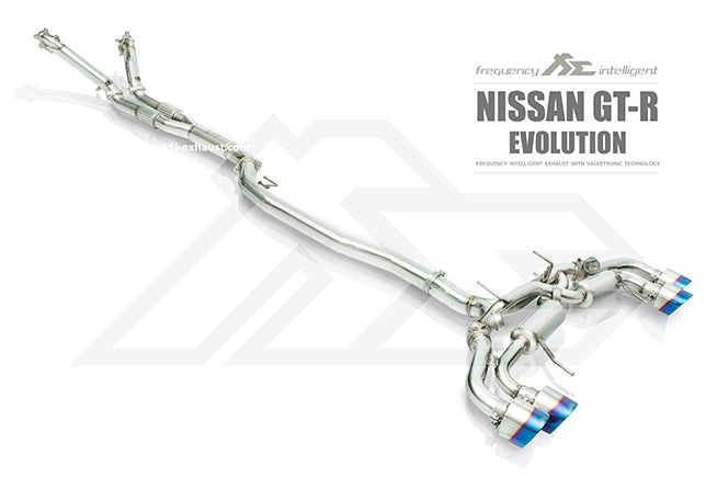 Fi-Exhaust - NISSAN GT-R R35 3.8L - Front Y-Pipe + Mid Pipe + Valvetronic Muffler + Standard Remote control system module Stainless Steel - NI-R35-CBV