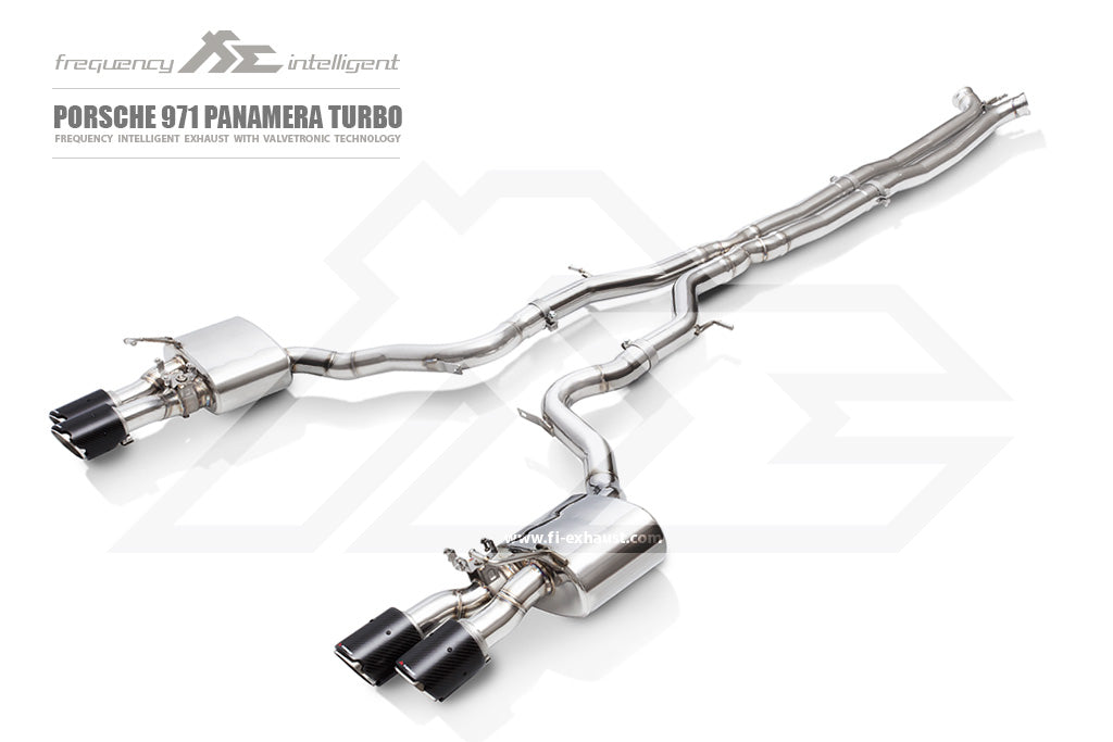 Fi-Exhaust - PORSCHE PANAMERA 971 4.0L - 2nd part of the cattles downpipe + Mid X-Pipe + Valvetronic Muffler Stainless Steel - PH-971TT-CBE