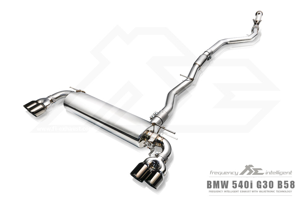 Fi-Exhaust - BMW 5 SERIES G30 540I - Front Pipe + Mid Pipe + Valvetronic Muffler (EV Valve) Stainless Steel - BN-G30-CBE