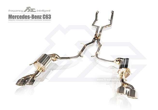 Fi-Exhaust - MERCEDES-BENZ C-CLASS W204 C63 AMG - Mid X-Pipe + Valvetronic Muffler + Standard remote control system module Stainless Steel - MB-204A-CBV