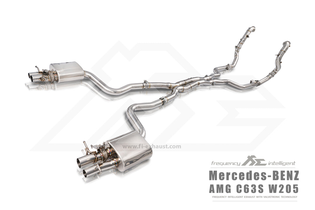Fi-Exhaust - MERCEDES-BENZ C-CLASS W205 C63S AMG - Front Pipe + Mid X-Pipe + Valvetronic Muffler Stainless Steel - MB-205A-CBE