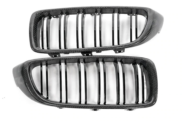 PSR Parts - Carbon Fibre Double Slat Kidney Grilles for BMW 4 Series, M3 & M4 (2014-2020, F32 F33 F80 F82 F83)