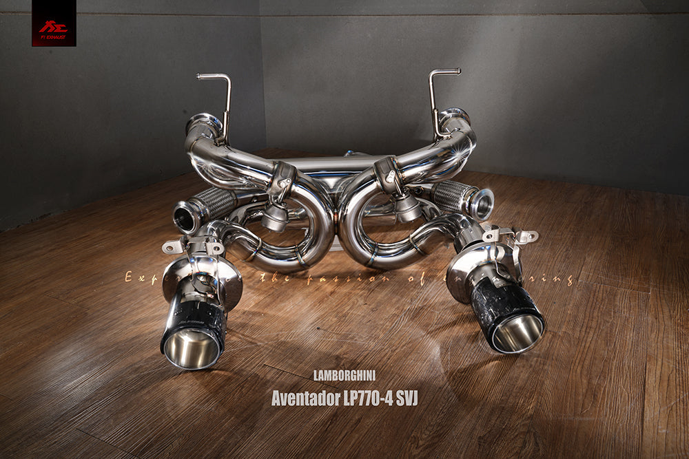 Fi-Exhaust - LAMBORGHINI AVENTADOR LP770-4 SVJ 6.5L - Valvetronic Muffler + Dual Forged Carbon Tips Stainless Steel - LM-770-CBV
