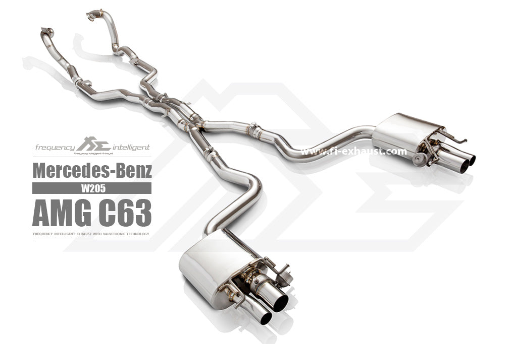 Fi-Exhaust - MERCEDES-BENZ C-CLASS W205 C63 AMG - Front Pipe + Mid X-Pipe + Valvetronic Muffler + Standard Remote Control System Module Stainless Steel - MB-205A-CBV