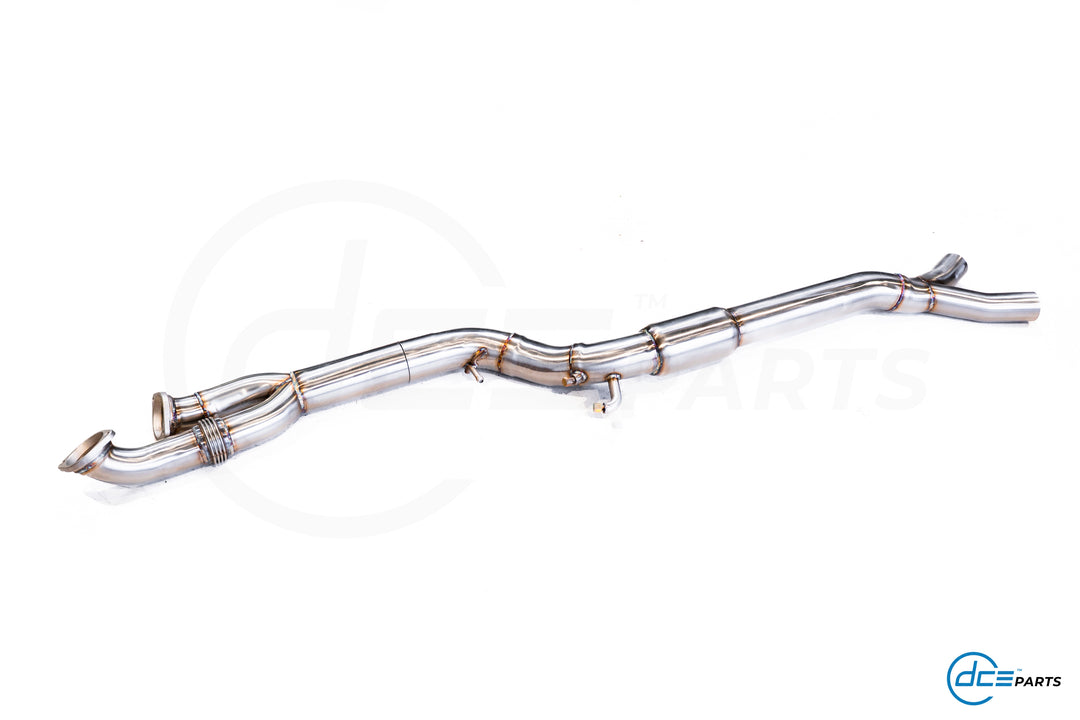 DCE Parts BMW F97 X3M F98 X3M High Flow Single Midpipe OPF Delete RDE II (EU Spec) - Titanium / Stainless Steel
