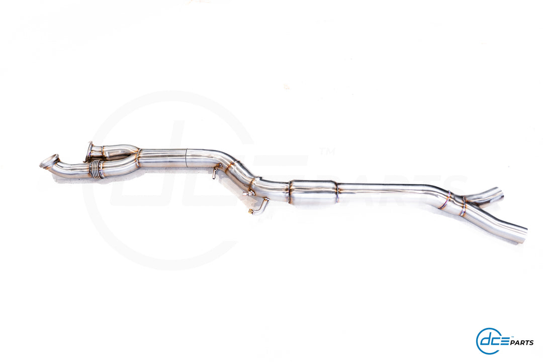 DCE Parts BMW F97 X3M F98 X3M High Flow Single Midpipe OPF Delete RDE II (EU Spec) - Titanium / Stainless Steel