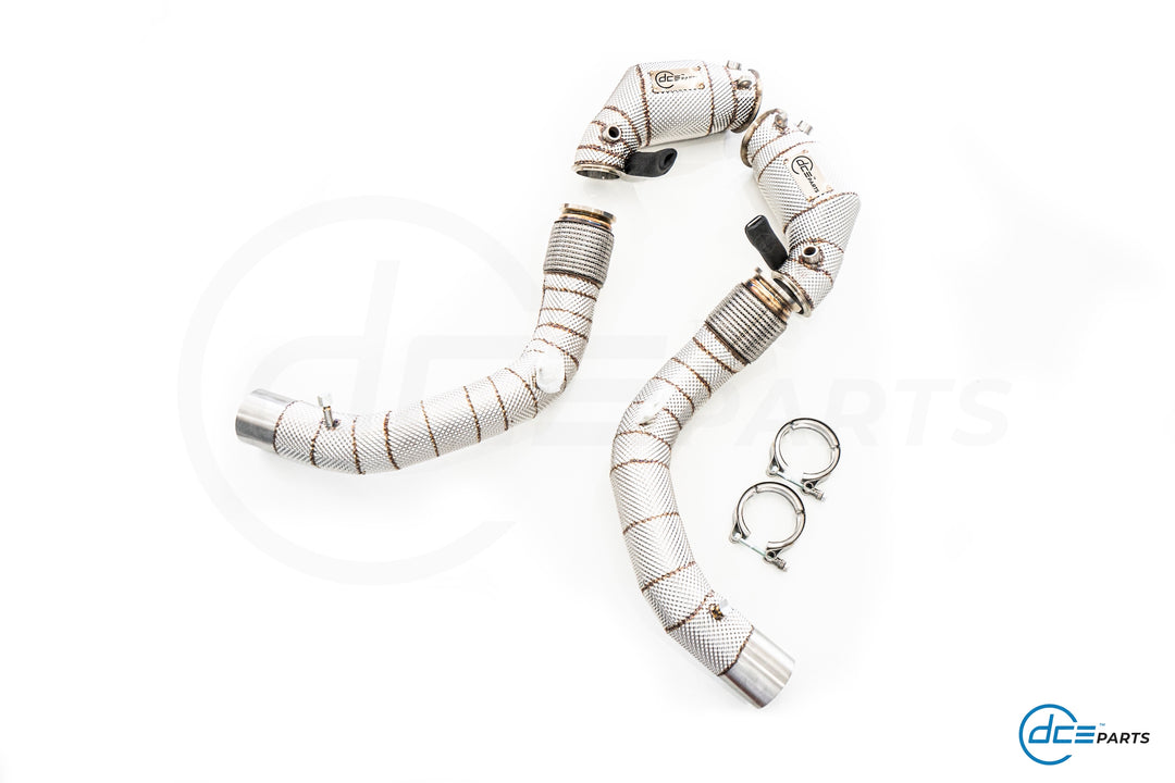 DCE Parts -  BMW S63B44 - BMW F90 M5 F91 F92 F93 M8 X5M F96 X6M F96 (Clamp Type) - Catless / High Flow Cat Downpipe