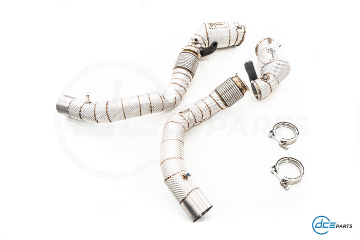 DCE Parts -  BMW S63B44 - BMW F90 M5 F91 F92 F93 M8 X5M F96 X6M F96 (Clamp Type) - Catless / High Flow Cat Downpipe