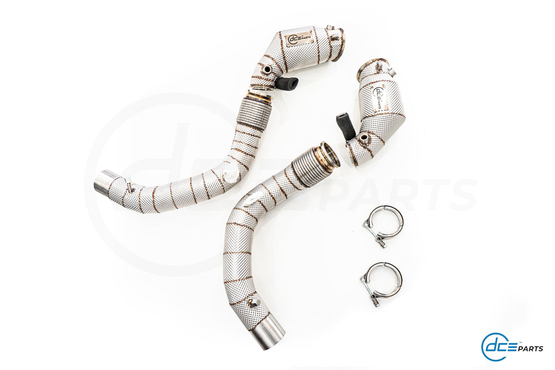 DCE Parts -  BMW S63B44 - BMW F90 M5 F91 F92 F93 M8 X5M F96 X6M F96 (Clamp Type) - Catless / High Flow Cat Downpipe
