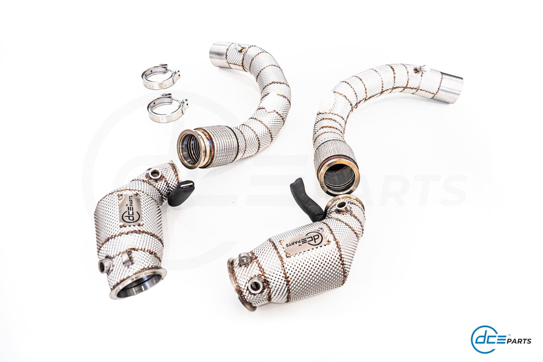 DCE Parts -  BMW S63B44 - BMW F90 M5 F91 F92 F93 M8 X5M F96 X6M F96 (Clamp Type) - Catless / High Flow Cat Downpipe