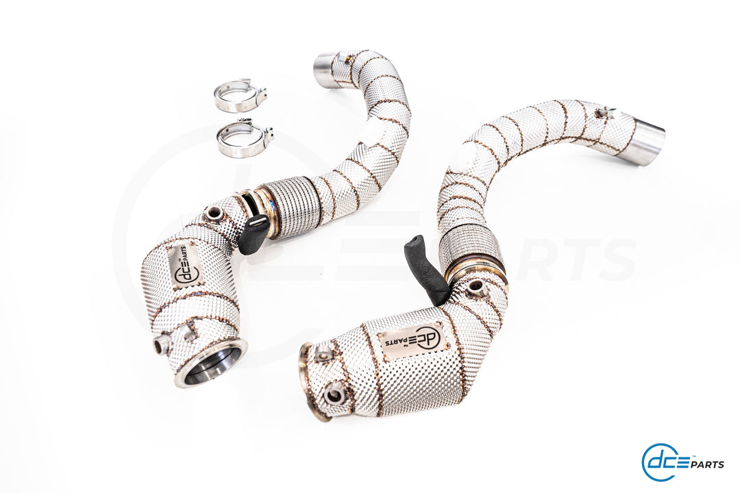 DCE Parts -  BMW S63B44 - BMW F90 M5 F91 F92 F93 M8 X5M F96 X6M F96 (Clamp Type) - Catless / High Flow Cat Downpipe