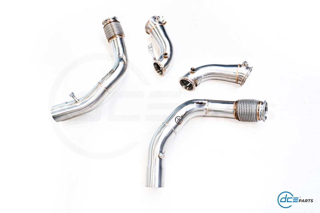 DCE Parts -  BMW S63B44 - BMW F90 M5 F91 F92 F93 M8 X5M F96 X6M F96 (Clamp Type) - Catless / High Flow Cat Downpipe