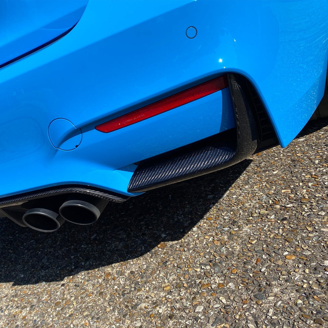 MHC+ BMW M3/M4 Rear Bumper Inserts In Gloss Pre Preg Carbon Fibre (F80/F82/F83)