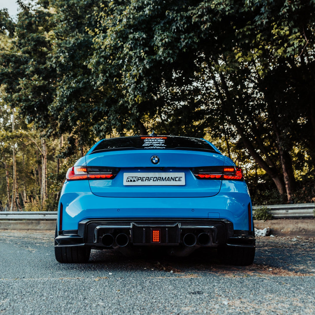 MHC+ BMW M3/M4 DF1 LED Rear Diffuser In Gloss Pre Preg Carbon Fibre (G80/G81/G82/G83)