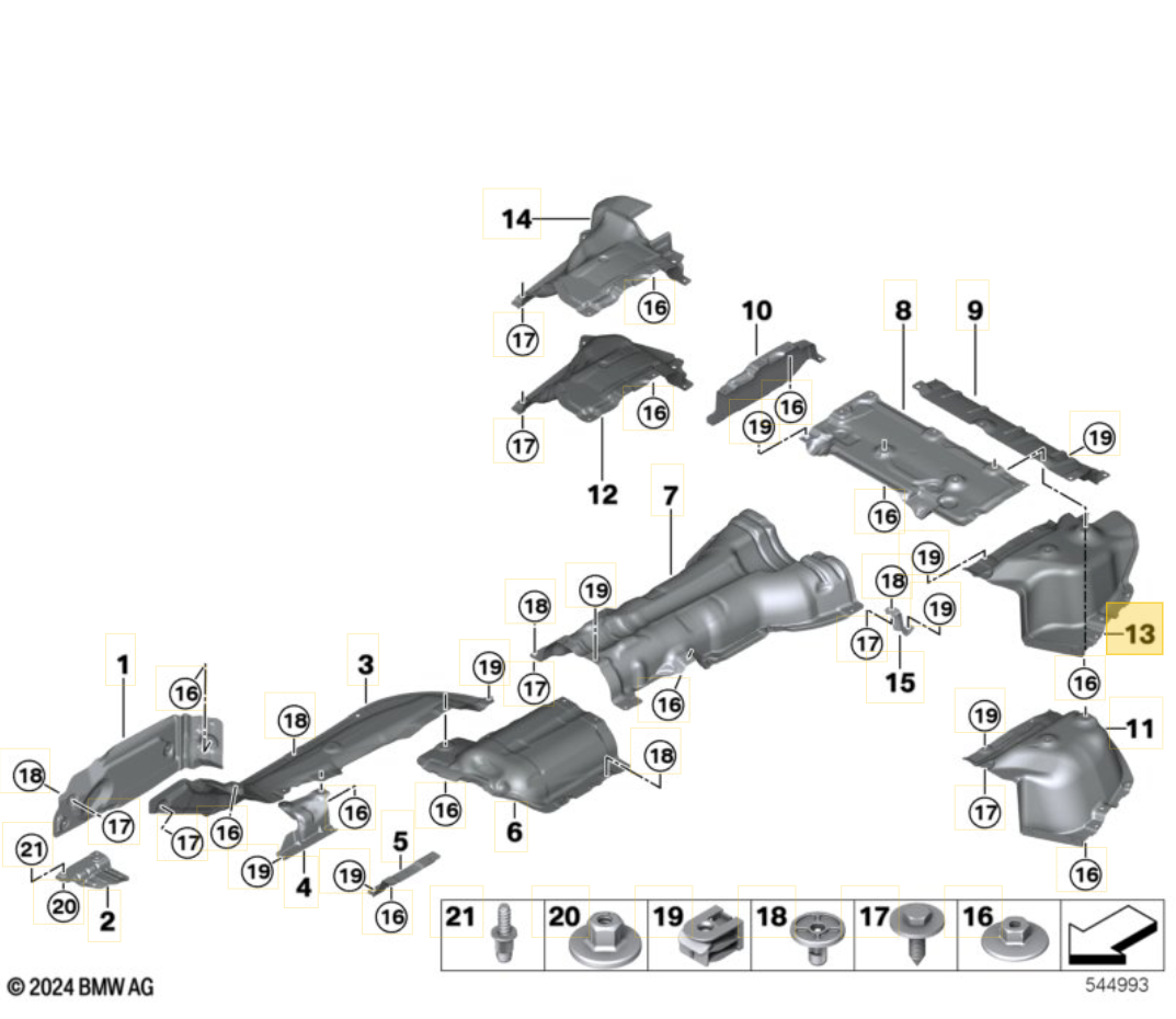 Genuine BMW G45 X3 M50Heat Insulation Right 51485A2BB33
