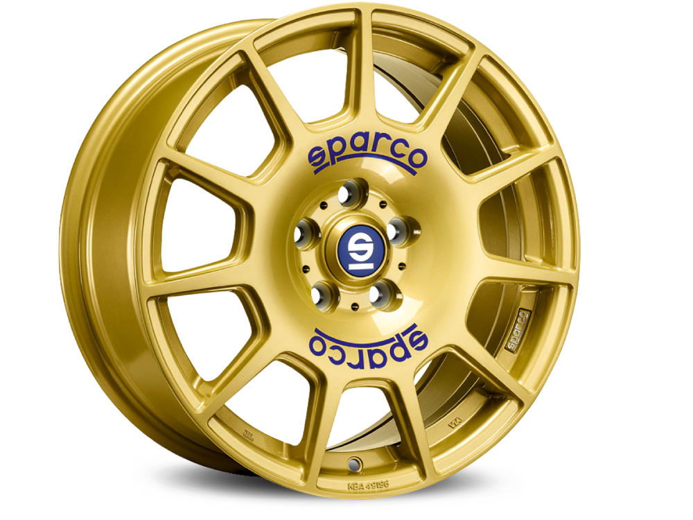 SPARCO TERRA WHEELS RACE GOLD + BLUE LETTERING