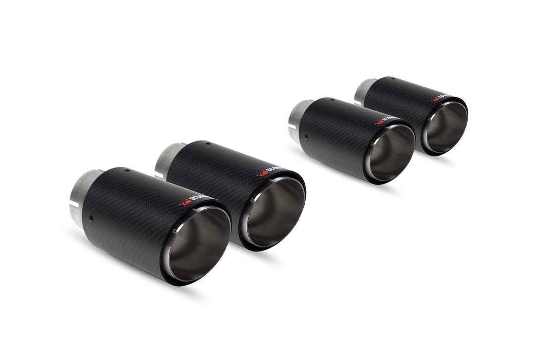 Scorpion Redpower - All Makes Ascari Upgrade Kit - Quad 100mm carbon fibre Ascari trim Exhaust Tips - 100ASC4