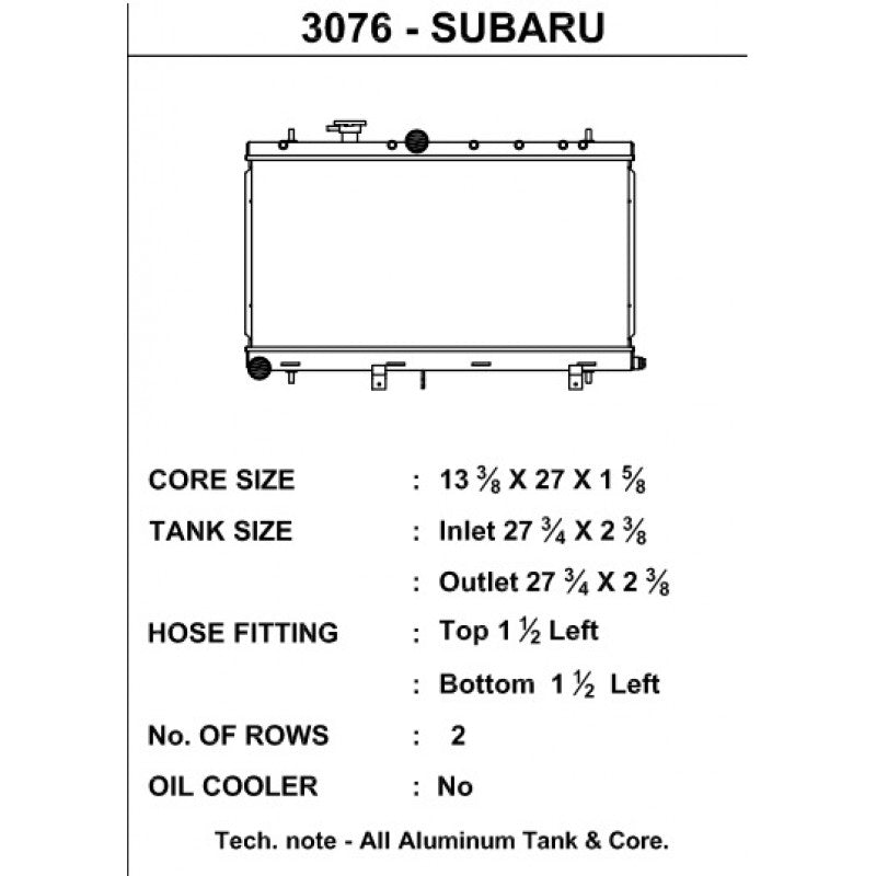 CSF Radiators  - SUBARU IMPREZA EJ25 2.5L WRX STI - Radiator - CSF-3076