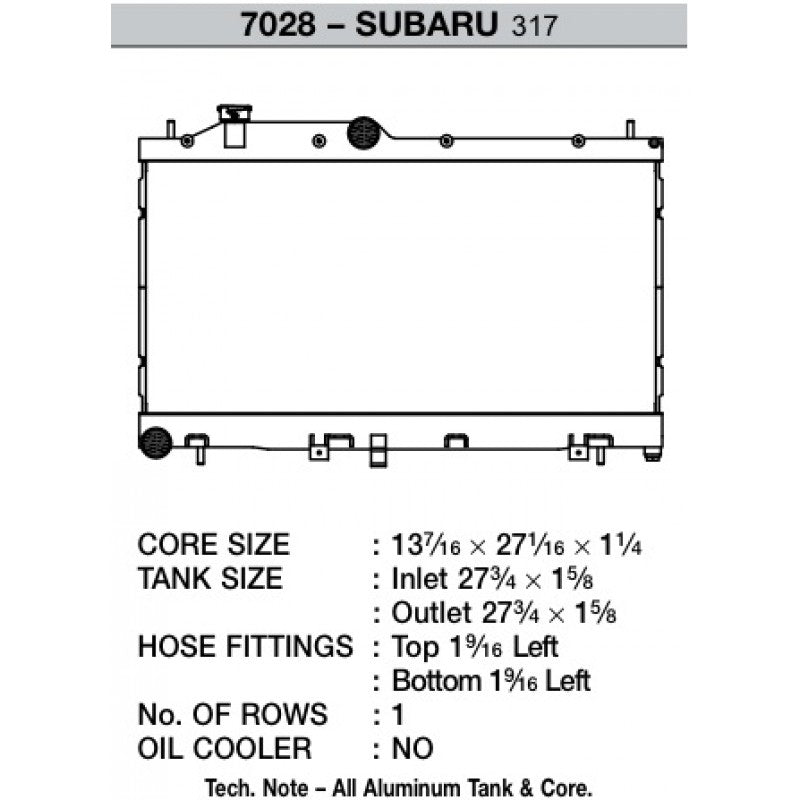 CSF Radiators  - SUBARU IMPREZA EJ25 2.5L WRX STI - Radiator - CSF-7028
