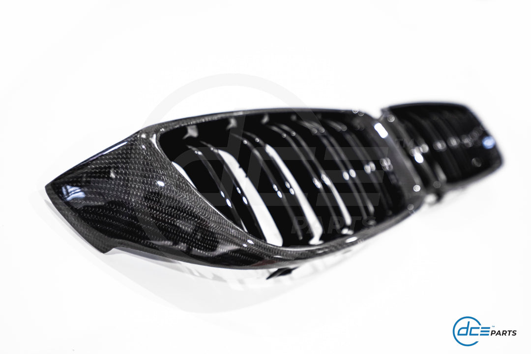 BMW 4 Series, M3 & M4 (2014-2020, F32 F33 F80 F82 F83) Carbon Fibre Double Slat Kidney Grilles for