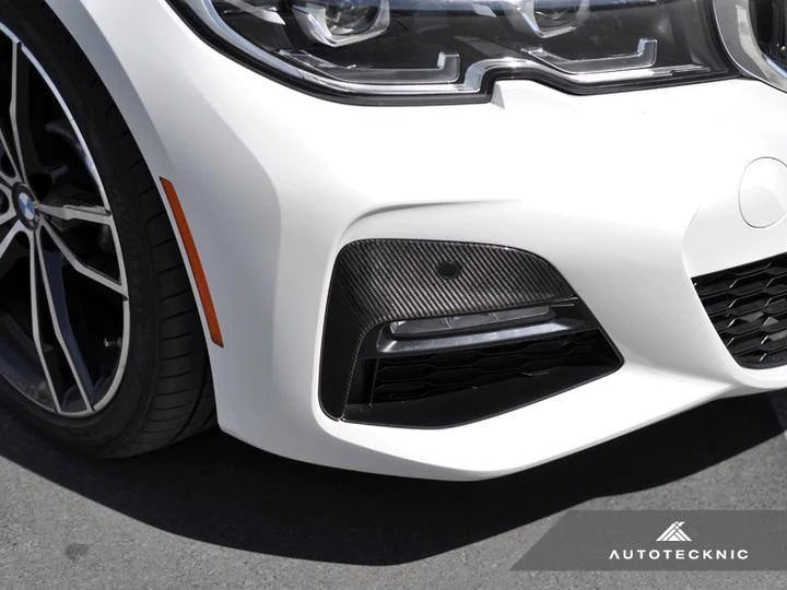 AutoTecknic Dry Carbon Fibre Front Bumper Trims for BMW 3 Series (2018+, G20)