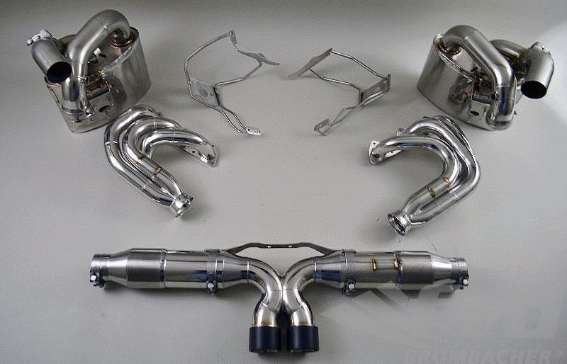 FVD Brombacher - Porsche Exhaust System 997.1 GT3/GT3RS with Valves, cat-bypass, 2 x 90mm (stock size) black tips - BES 997 100 66SK