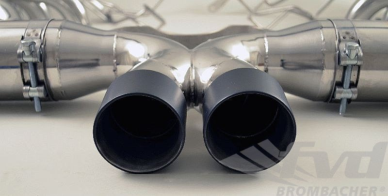 FVD Brombacher - Porsche Exhaust System 997.1 GT3/GT3RS with Valves, cat-bypass, 2 x 90mm (stock size) black tips - BES 997 100 66SK