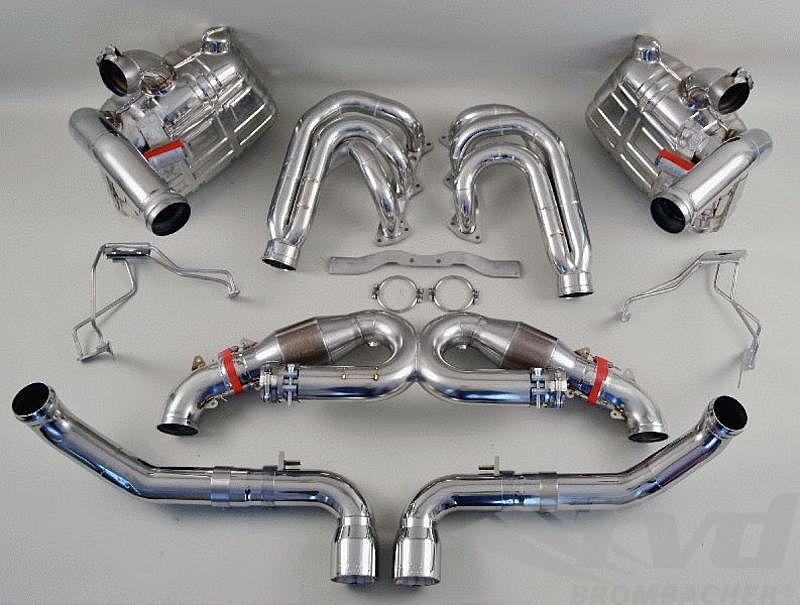 FVD Brombacher - Porsche Exhaust System 997 GT3 "Brombacher" (Sound Version) 200 Cell Sport Cats, Dual 2x90mm Center Exit - BES 997 152 60S