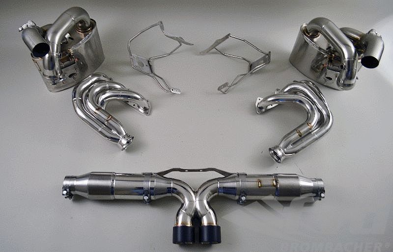 FVD Brombacher - Porsche Exhaust System 997 GT3 3.8L with Valves, 200 Cell Sport Cats, 2 x 80mm (stock size) Black Tips - BES 997 202 61SKB