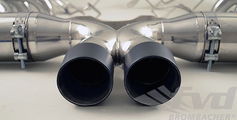 FVD Brombacher - Porsche Exhaust System 997 GT3 3.8L with Valves, 200 Cell Sport Cats, 2 x 80mm (stock size) Black Tips - BES 997 202 61SKB