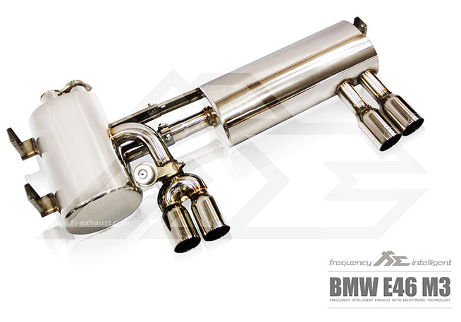 Fi-Exhaust - BMW 3 SERIES E46 M3 - Valvetronic Muffler + Quad Tips with Carbon Fiber + Standard remote control system module  - BN-46M-CBV-C