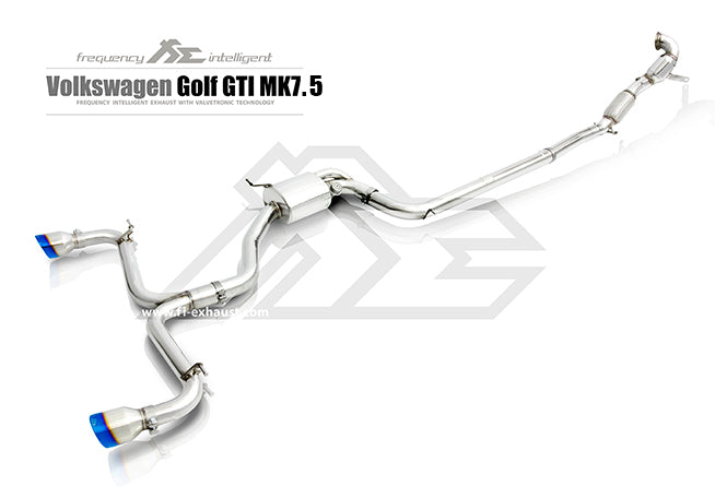 Fi-Exhaust - VW GOLF MK7.5 2.0 TSI GTI - Front Pipe + Mid Pipe + Valvetronic Muffler Stainless Steel  - VW-GTI75-CBV