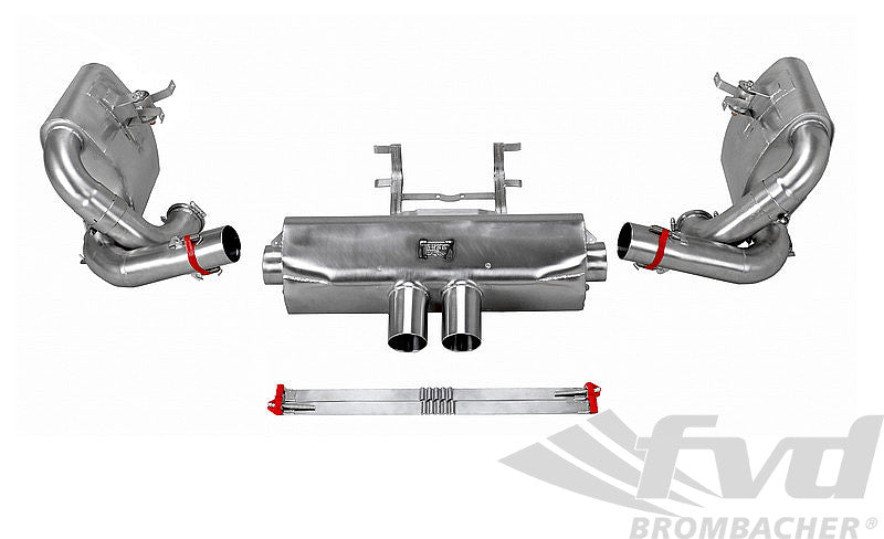 FVD Brombacher - Porsche Exhaust System Race 997 GT3 Cup S "M&M" Catalytic Bypass, Stainless Steel with Tips 2x76mm - RES 997 000 62S1