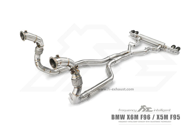 Fi-Exhaust - BMW X6M F96 4.4L V8 TWIN-TURBO (S63) - Front Pipe + Mid Pipe +Valvetronic Muffler (EV Valve) +EV Extend Cable*2 Stainless Steel  - BN-96MF2-CBE